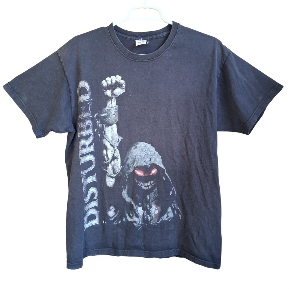 Disturbed Up Yer Fist 2sided Graphic Tee Large Faded Metal Rock Band Goth GUC